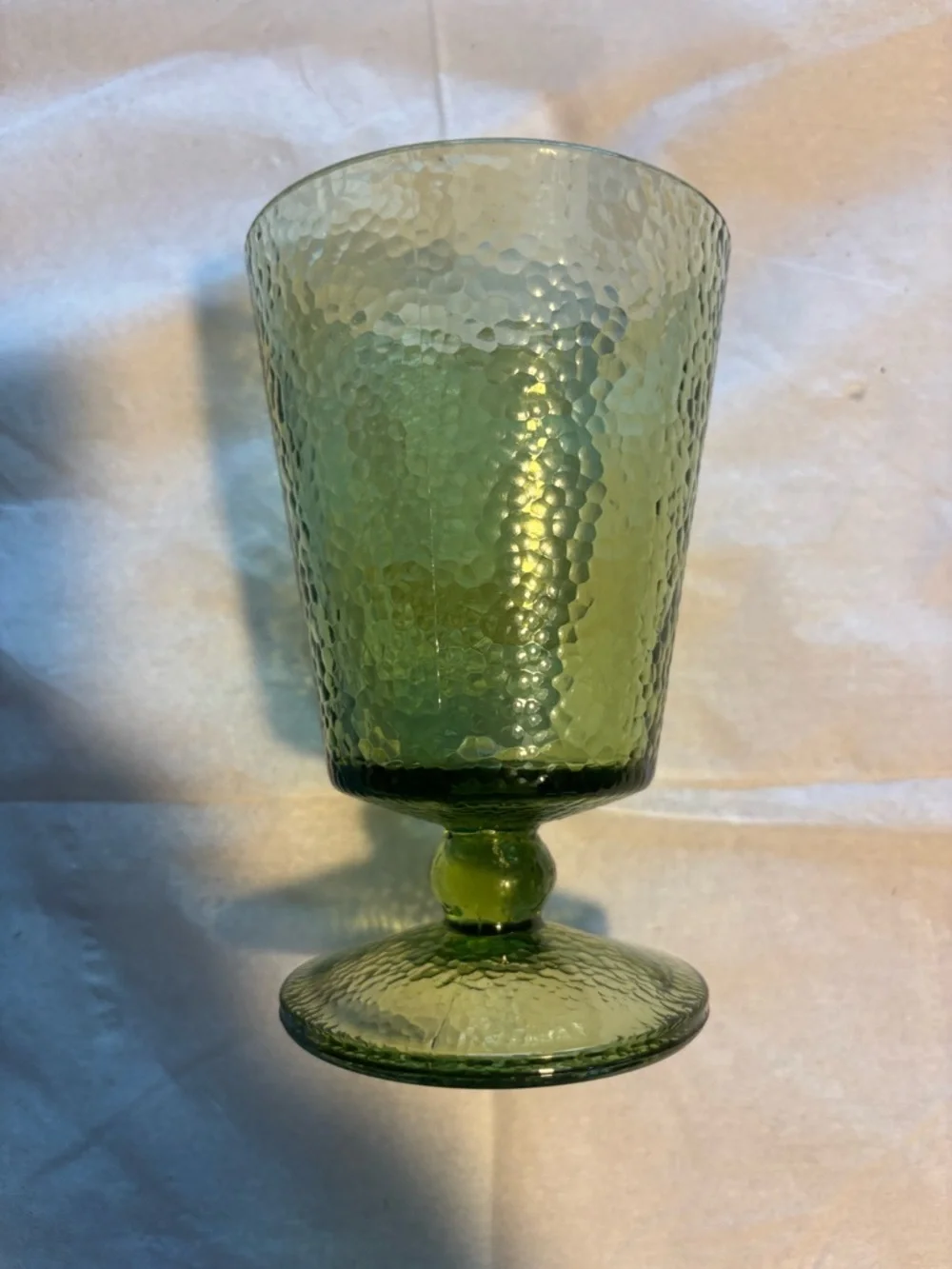 Hazel Atlas Pebblestone Avocado Green Glass Sherbet Cup Vintage 1950s Dessert Ic